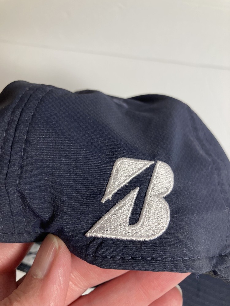 Bridgestone Senior Players Cap Hat Blue Adjustable Stretch Missing Button