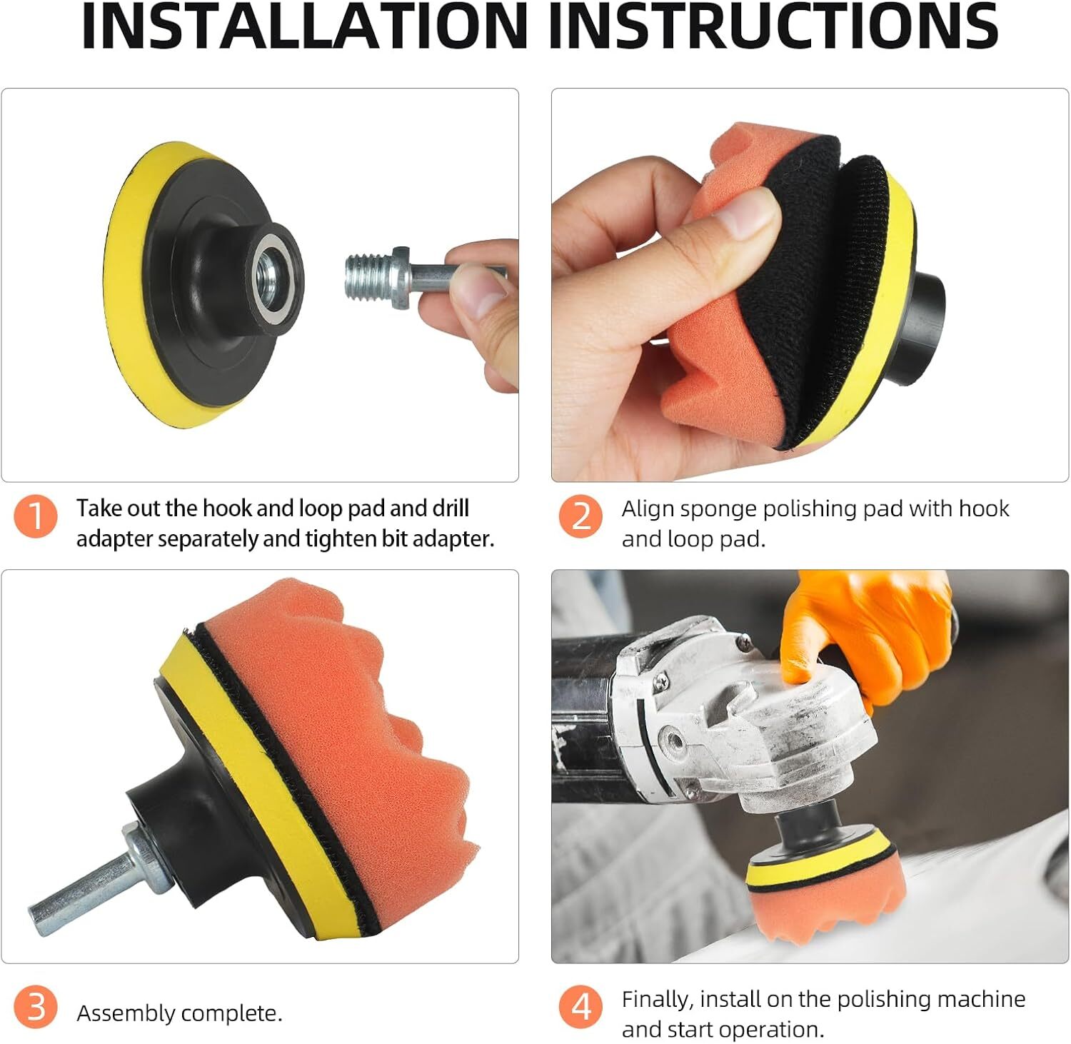 22pc 3''Car Buffing Pads Polishing Sponge Set Waxing Foam Polisher Kit for Drill