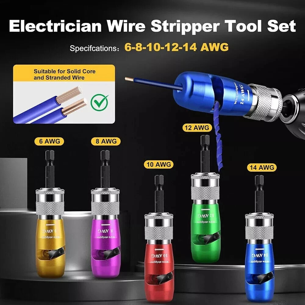 Upgrade Wire Stripper For Drill Wire Stripping Twisting Tool Electrical W/ Case