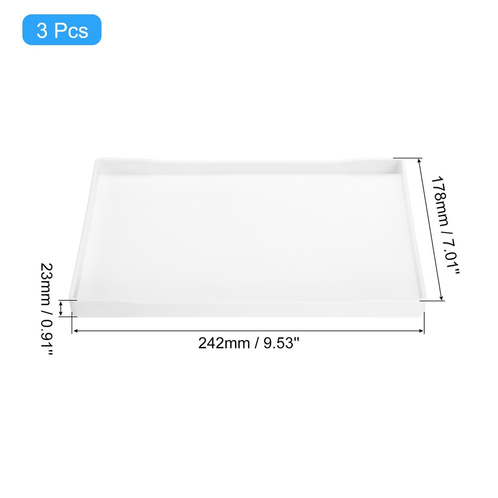 3Pcs 7"x10" Small White Mini Tray Plastic Rectangular Wooden Serving Tray White