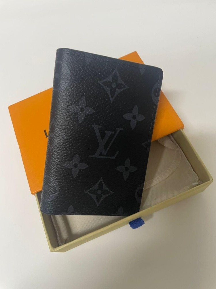 LV Louis Vuitton Pocket Organizer Monogram Eclipse Black
