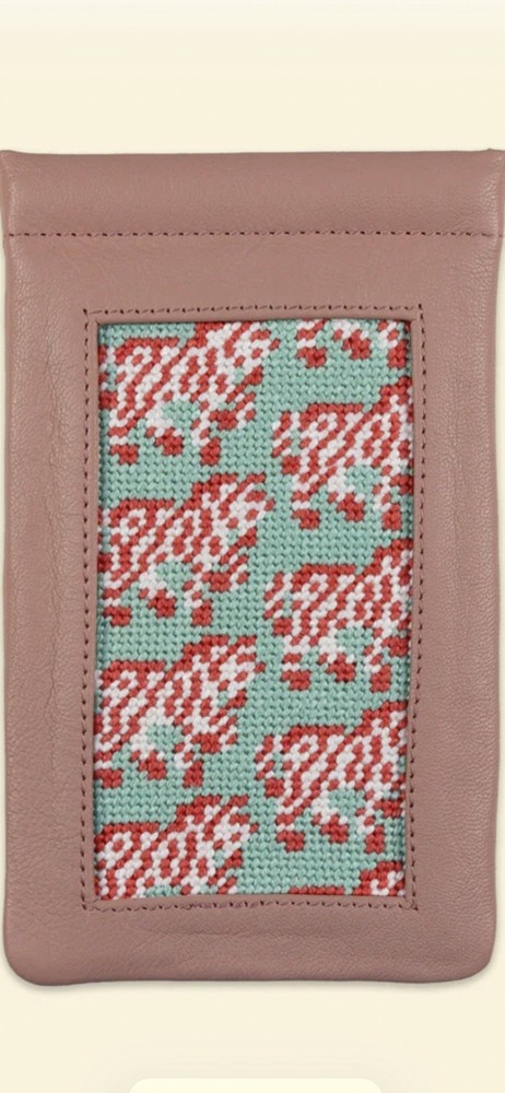 Zebra Leather Eyeglasses Case 13m Needlepoint Canvas Kit Threads Scissors Pouch