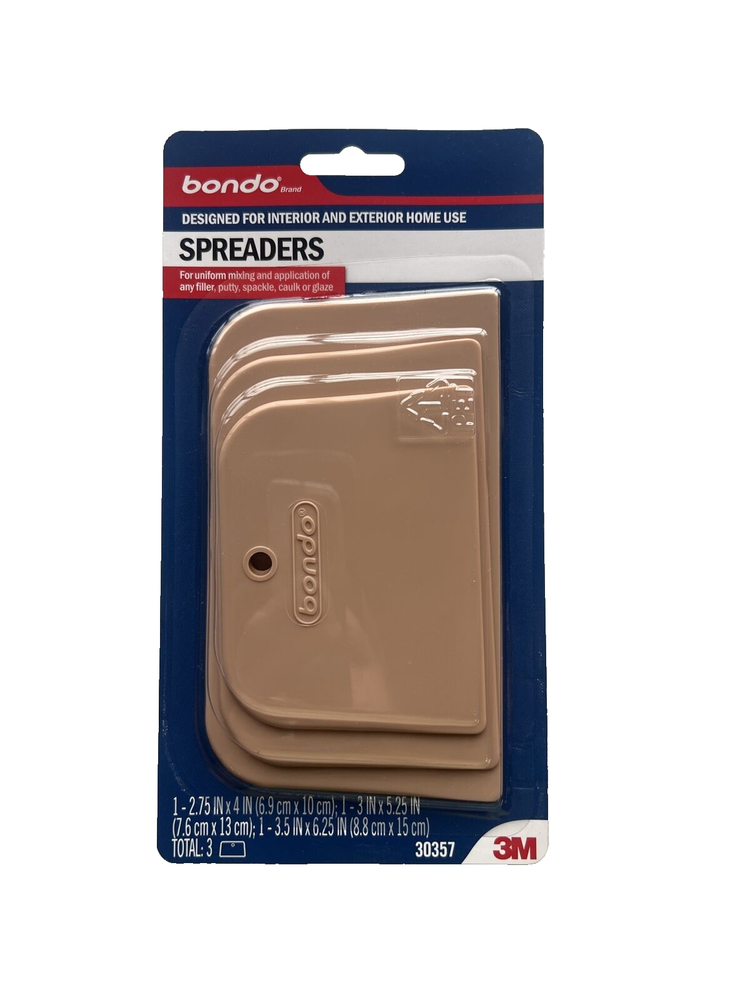 Bondo Plastic Spreaders, 3 Different Sizes, Makes Body Filler 2 Pack