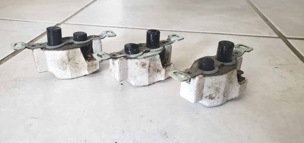 (3) 💡Vintage Push Button Light Switches Porcelain Bakelite Two Button