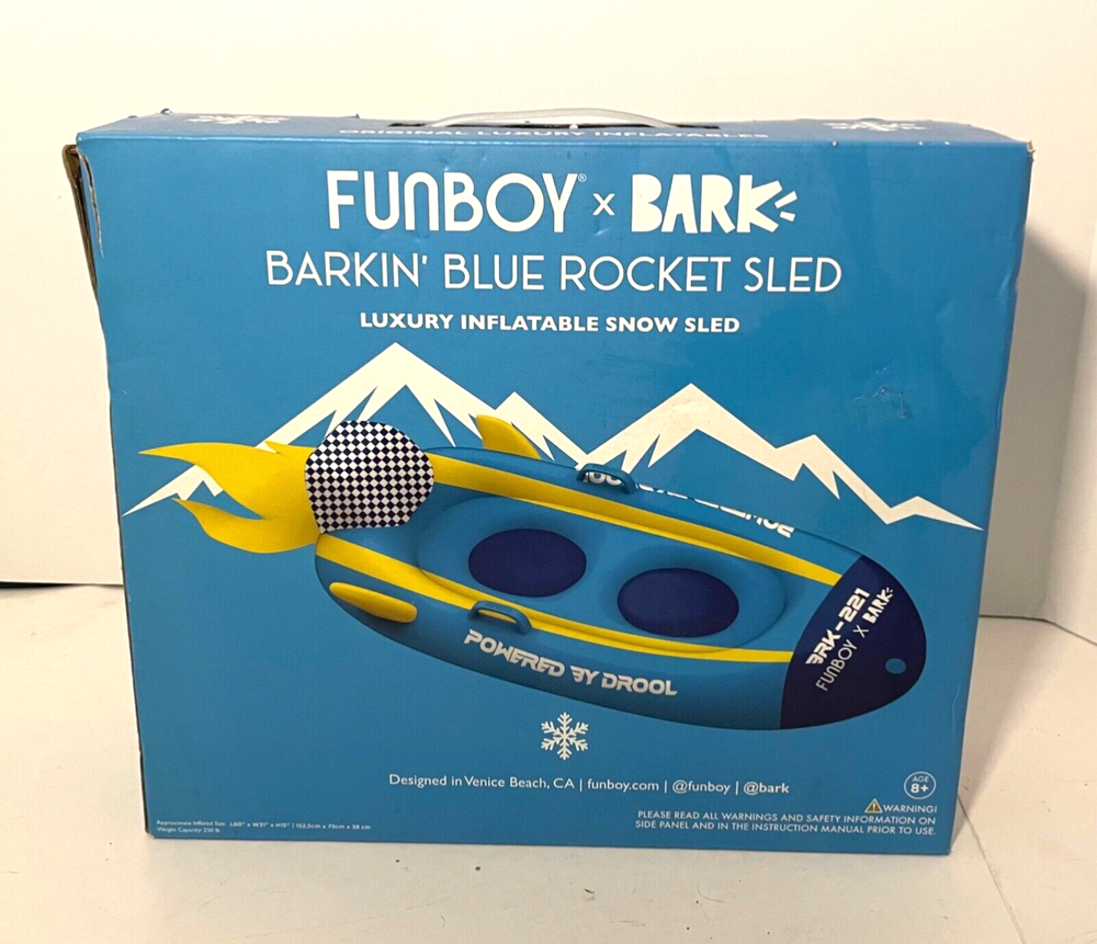 FUNBOY x BARK Barkin Blue Rocket Sled Luxury Inflatable Snow Sled.