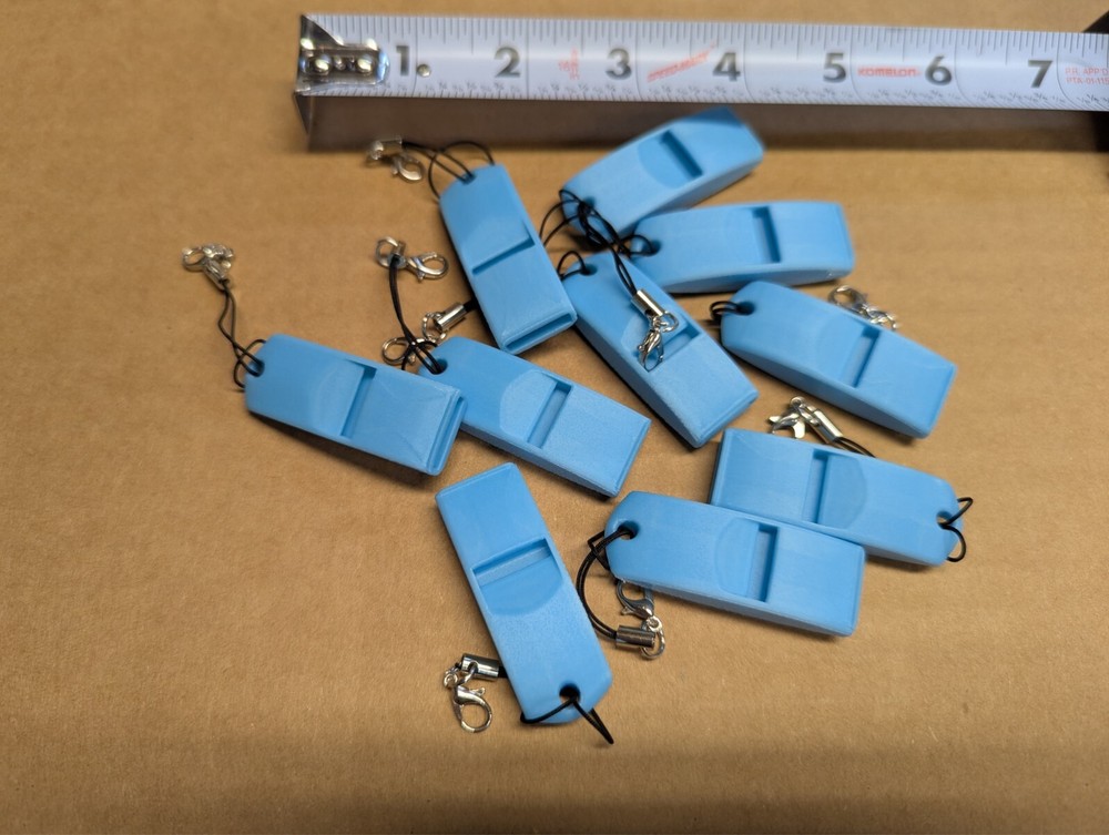 Safety Emergency Whistle Keychain 3D Printed GITD Blue