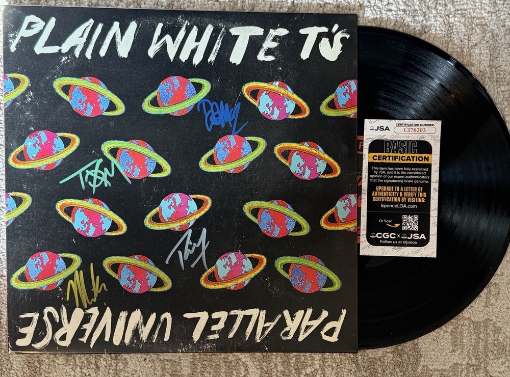 PLAIN WHITE T’s SIGNED PARALLEL UNIVERSE VINYL LP - JSA COA