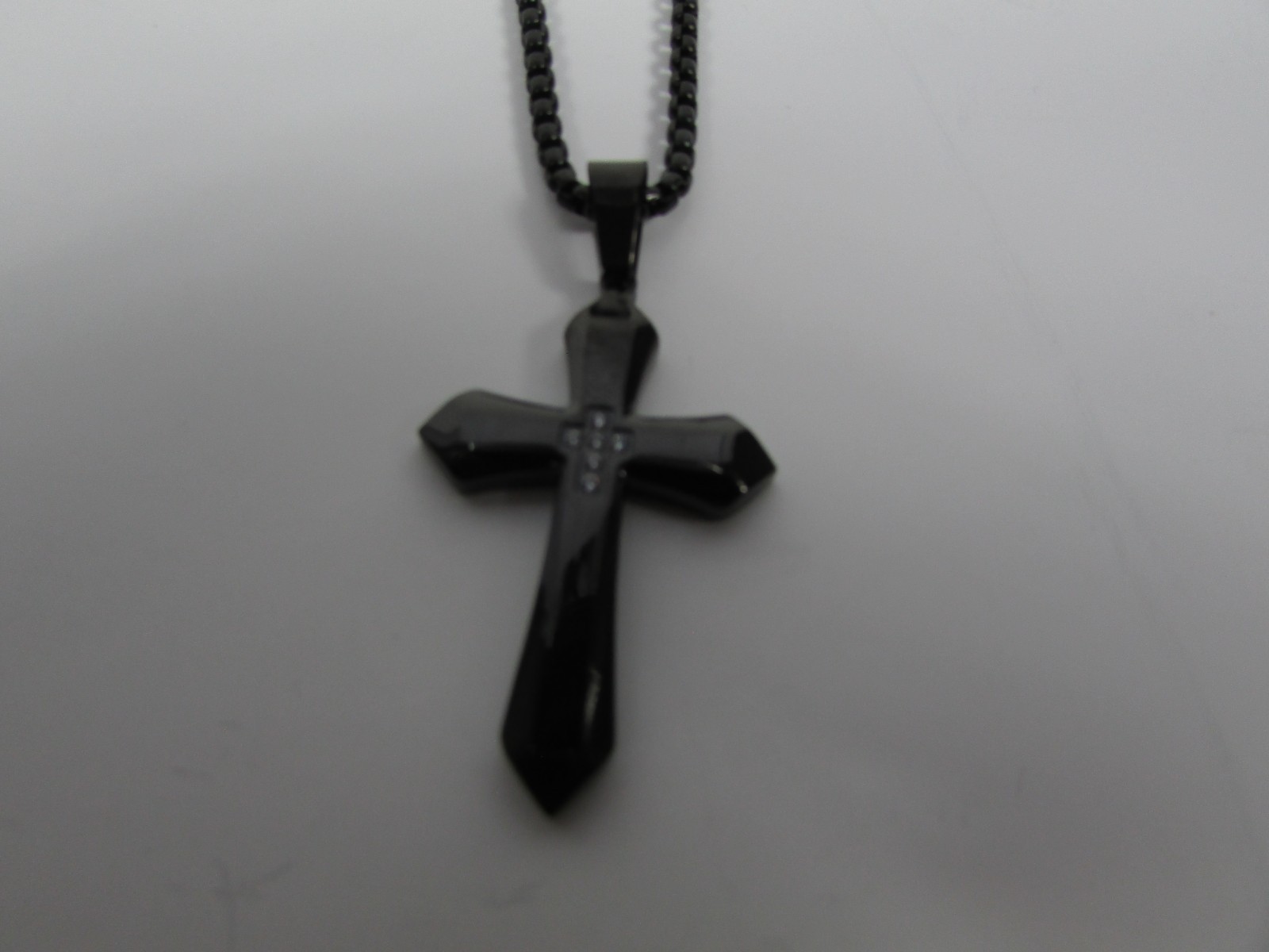 NEW Invicta Jewelry Black Stainless Steel Cross Pendant Necklace 24"