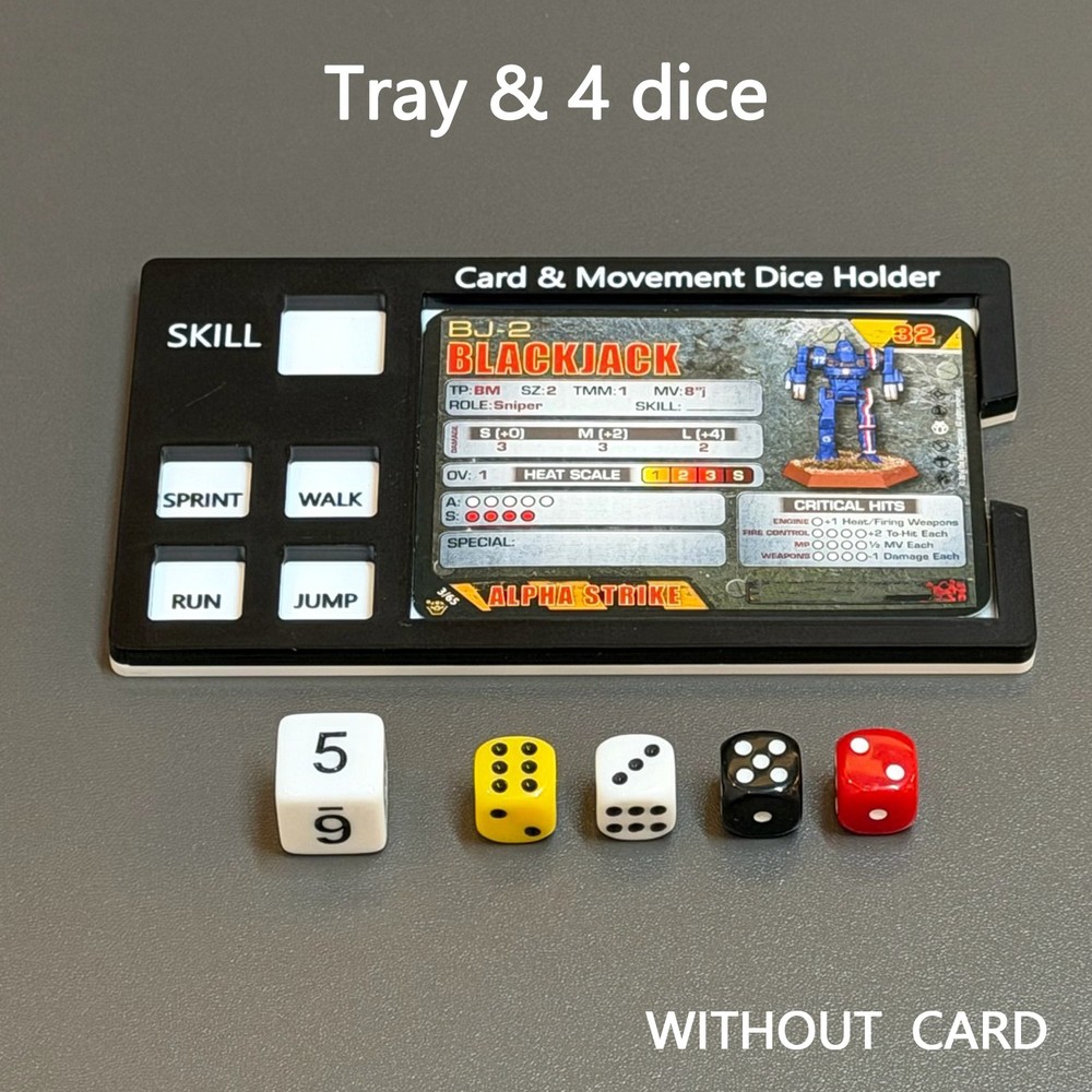 Dice and Tray Board Dice holder For Battletech Stats Modifier Bundle Movement