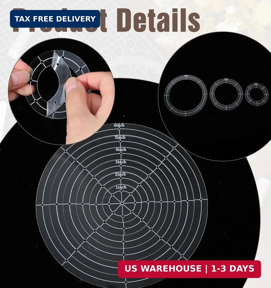 6Pcs Circle Acrylic Stencil, Circle Templates for Quilting for Patchwork DIY Cra