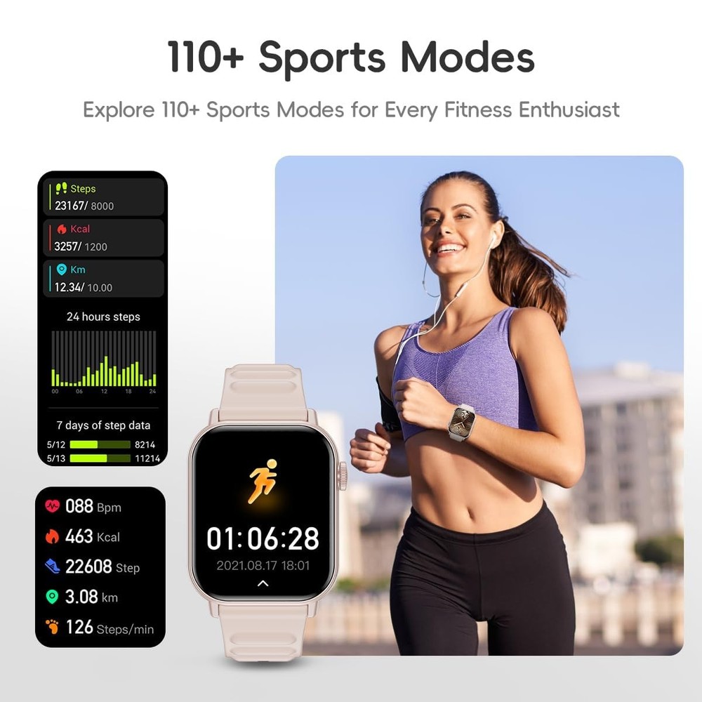 Reloj Inteligente De Pulsera Con Bluetooth Para Mujer Android y iOS iPhone 2026
