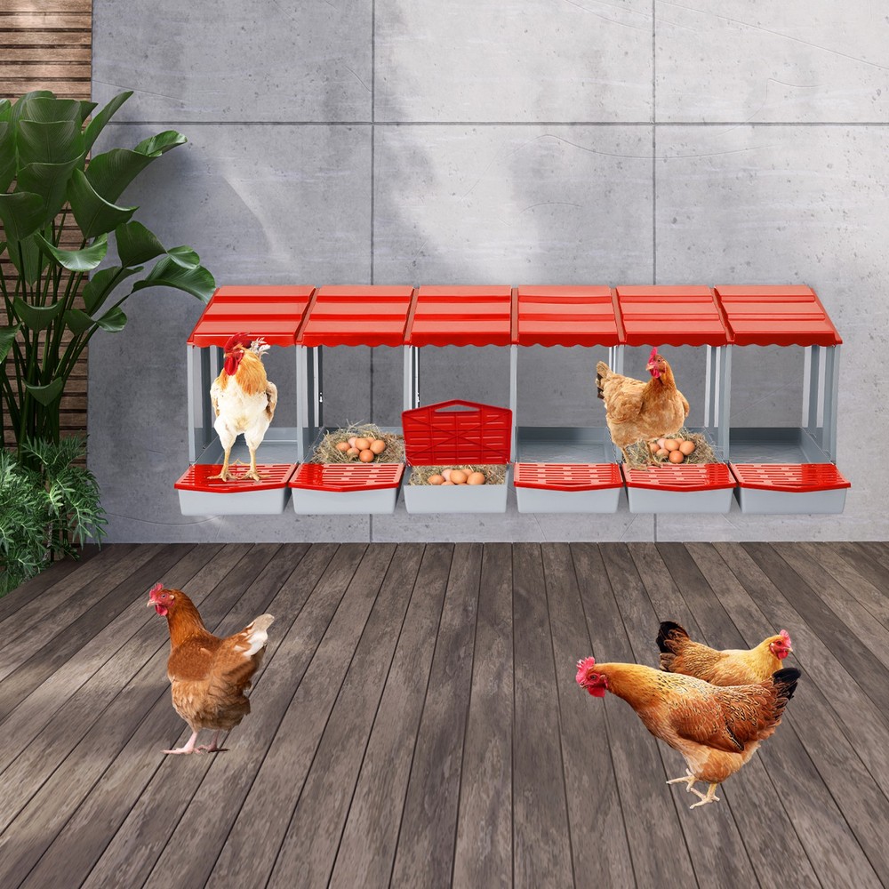 6-Compartment Chicken Nesting Box Chicken Laying Box Egg Collection 2 Mount Type
