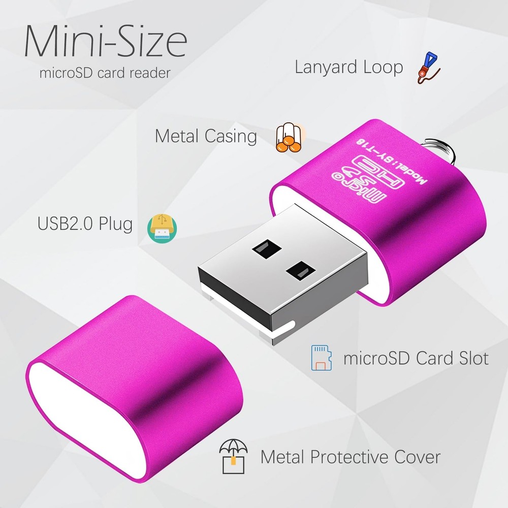 [3 Pack] Micro SD Card Reader for Android,Micro to 3 IN 1, Rose Red