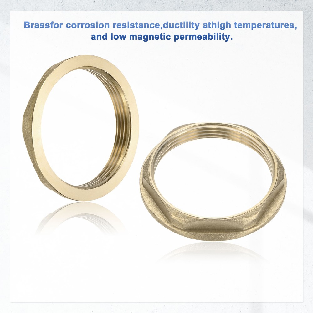 Brass G 2" Round Pipe Fitting Hex Locknuts with Washer