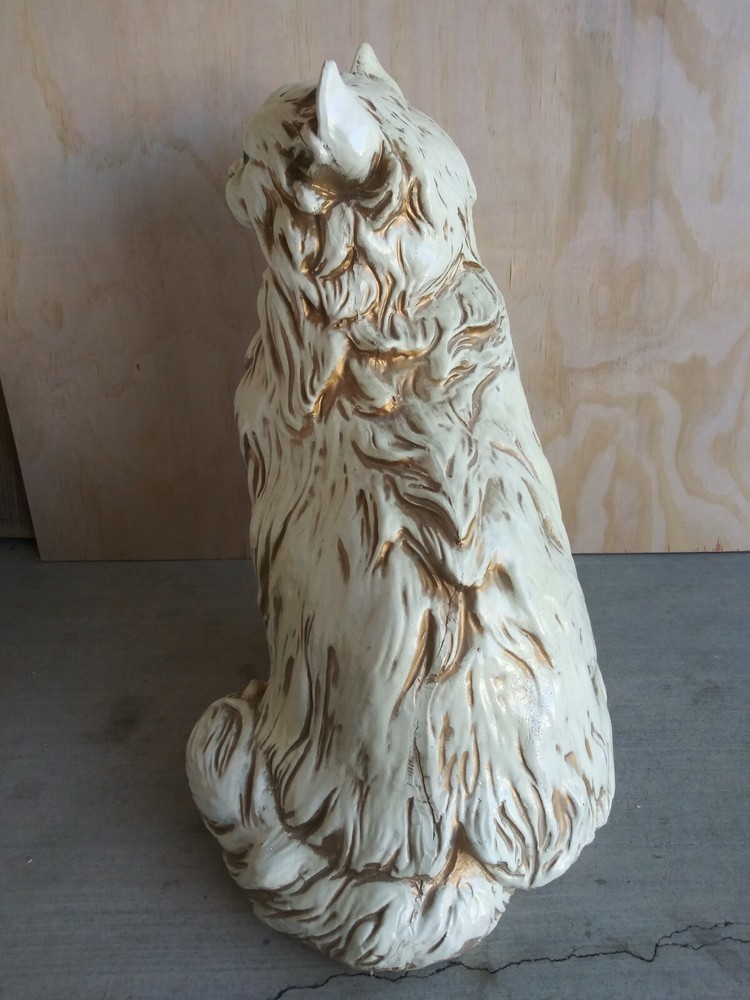 WHITE FLUFFY CAT PERSIAN KITTY CAT CERAMIC LARGE