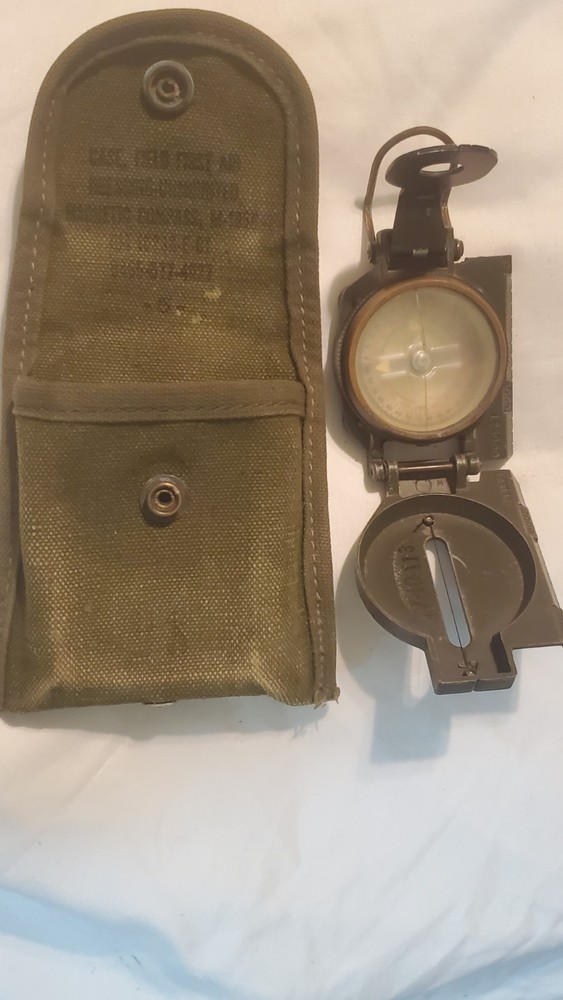 Authentic 1966 US Army Compass With Original Green Canvas Pouch