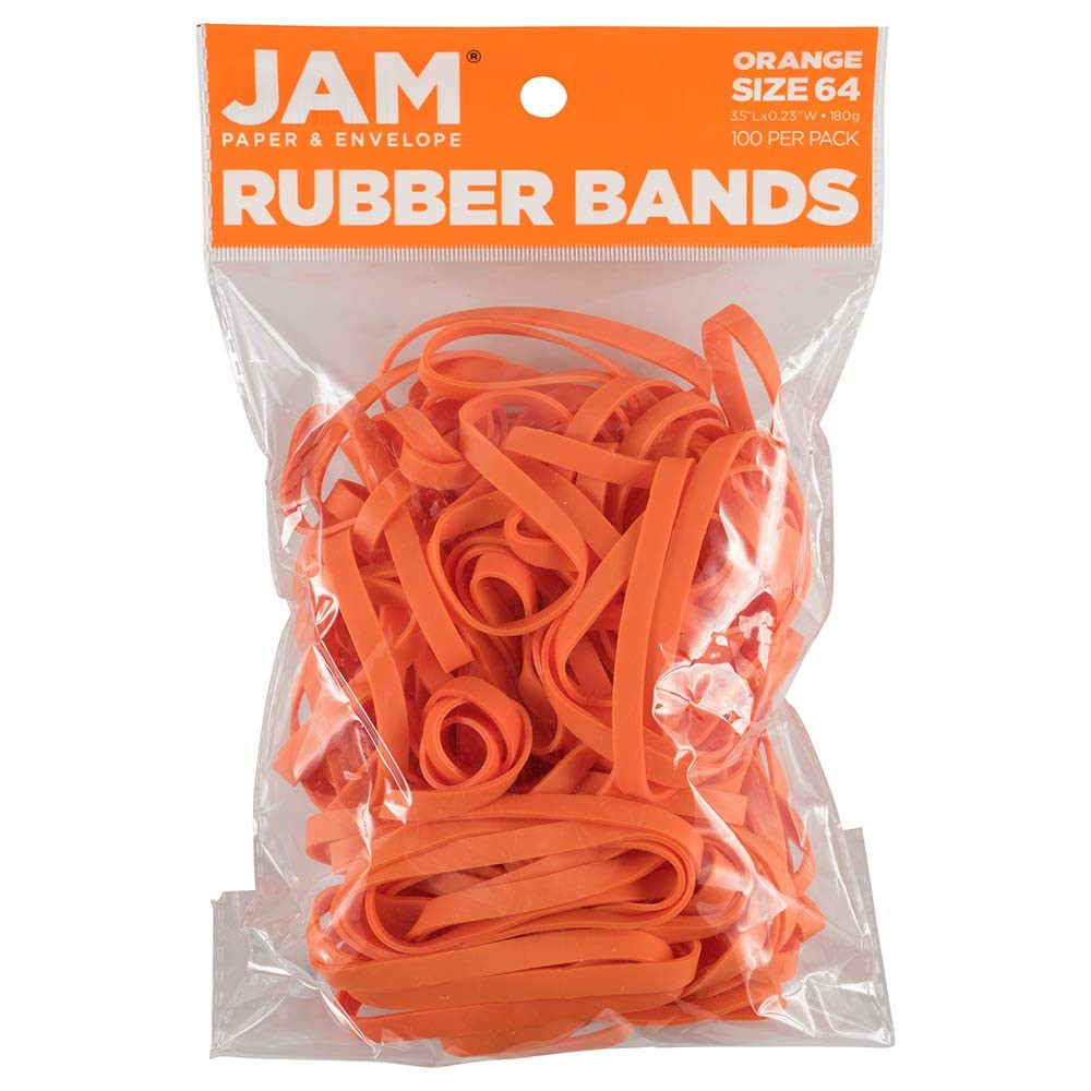 JAM PAPER Durable Rubber Bands - Size 64 - Orange 64,