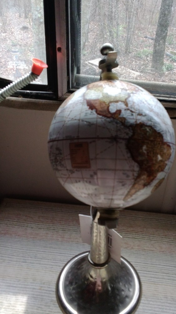 Handcrafted Decorative Tabletop Globe Multicolor with Metal Base Rotating