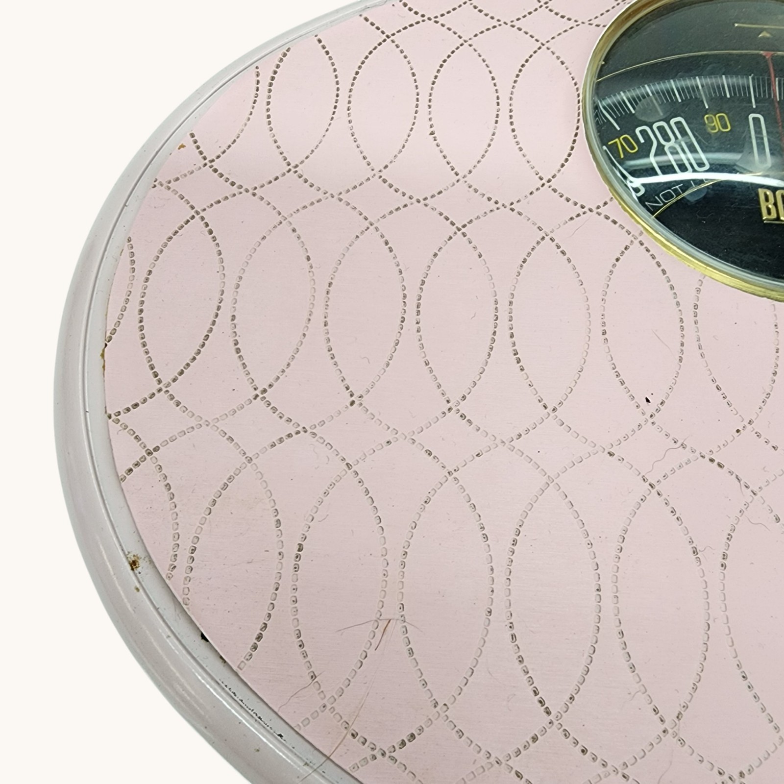 Vintage BORG Pink Art Deco Bathroom Scale Oval MCM 0–300 lbs Regency FLAWS