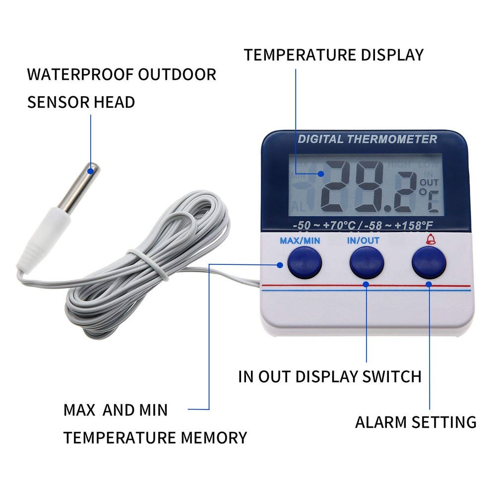 Fridge Thermometer Freezer Digital Refrigerator white
