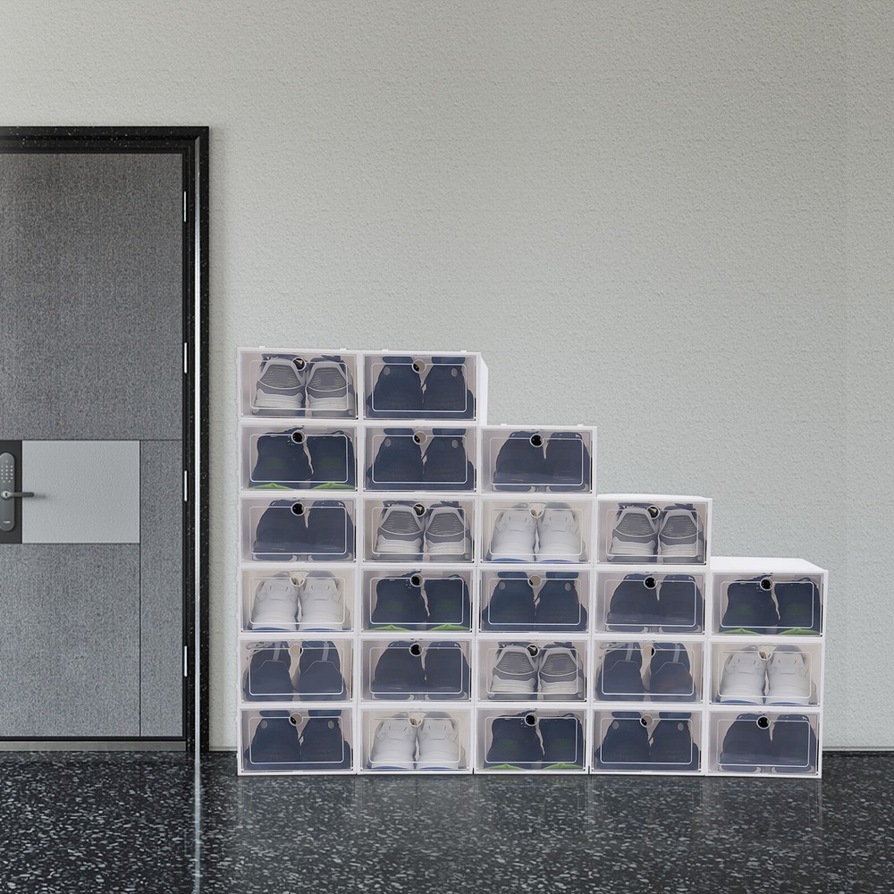 24 Shoe Boxes Foldable Shoe Storage Box PP DIY Install Stackable Storage Box
