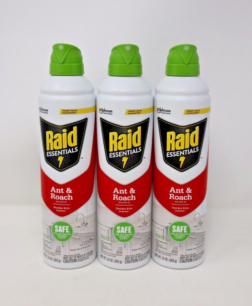 Raid Essentials Ant & Roach Killer 28 Spray, 10 Oz, 3-Pack