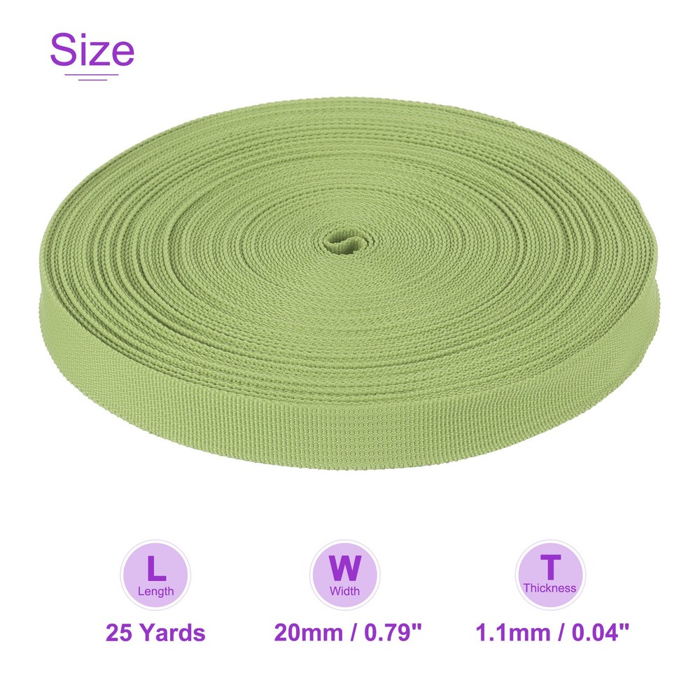 25Yard x 3/4" Width Nylon Webbing Strap Poly Flat Webbing Strapping Light Green