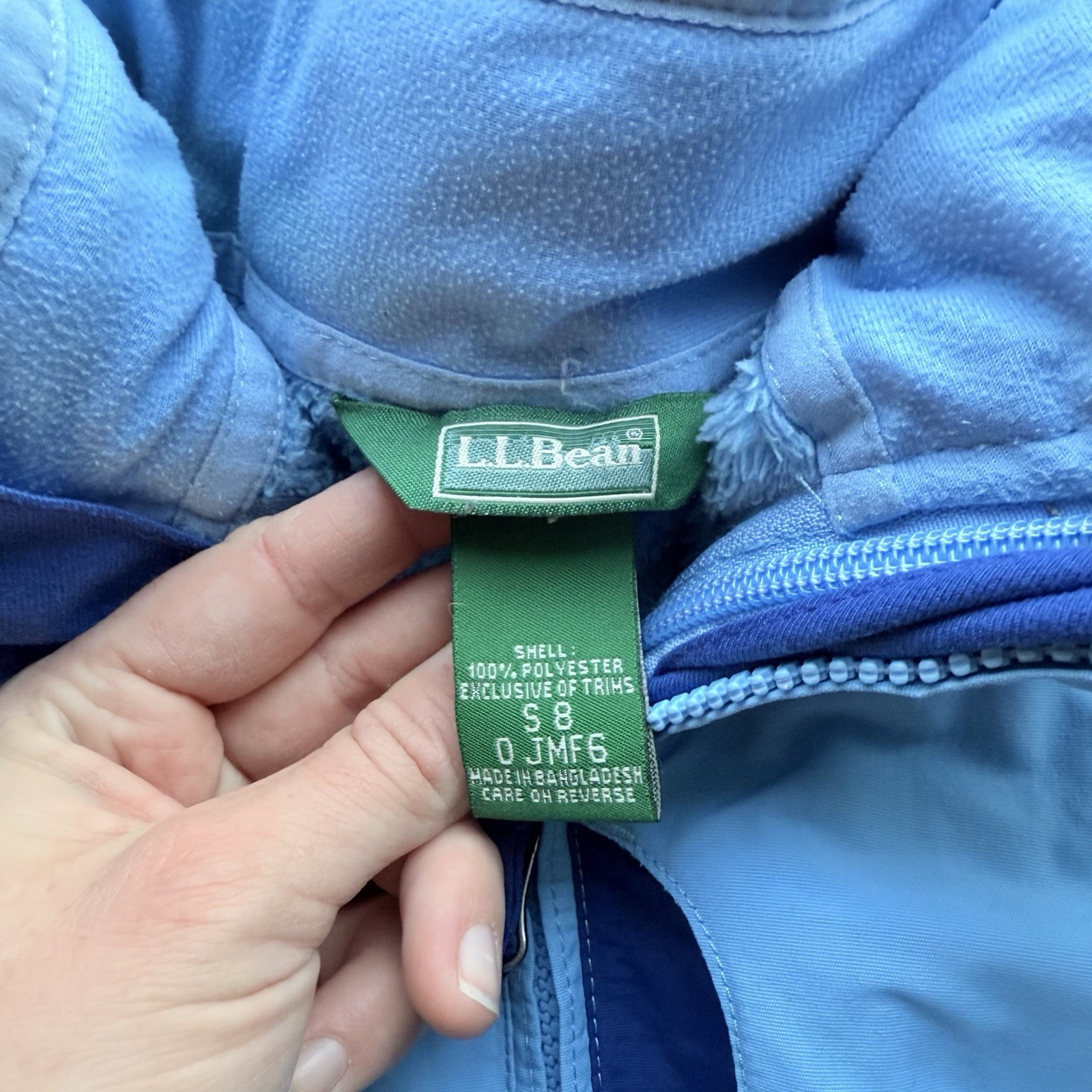 Girls VTG 90s LL Bean Puffer Coat Sz Small Jacket Blue Detachable Liner Y2K Play