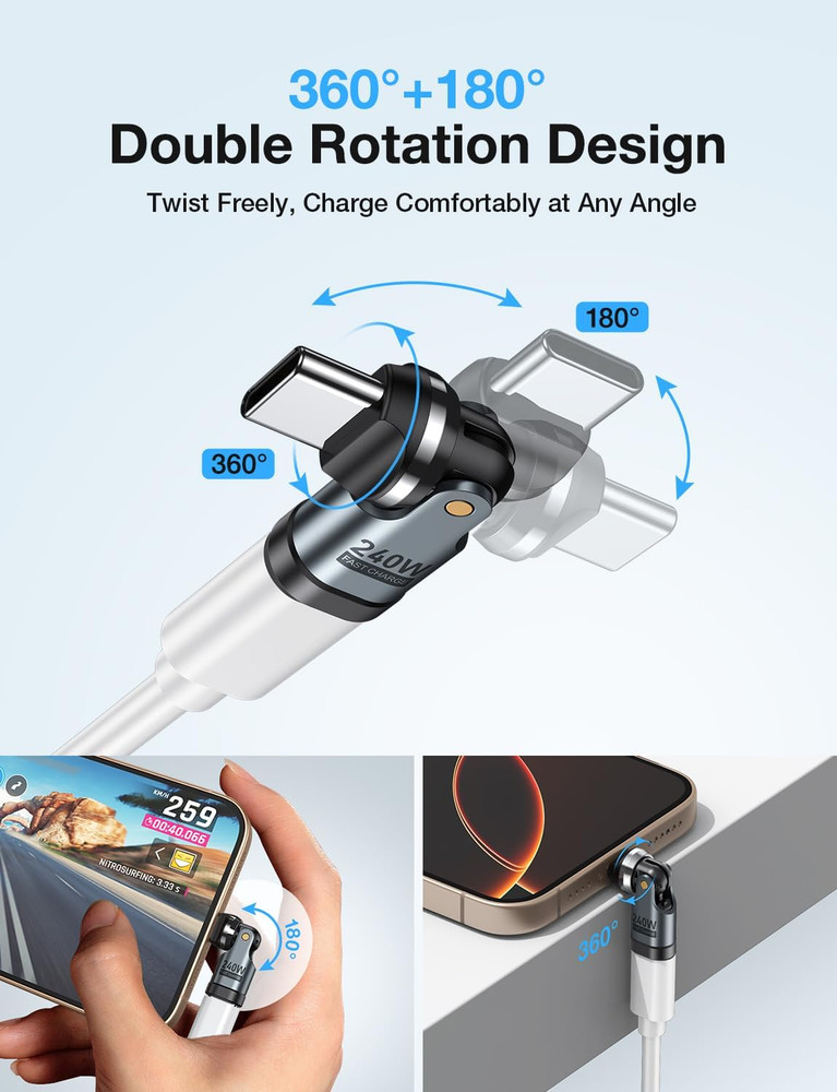 USB C Adapter [2-Pack], PD 240W USB C 90 Degree Adapter, USB Type C Right Angle