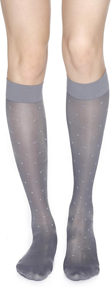 Dr. Comfort Sheer Dot Patterned Knee High 15-20 mmHg Ash Medium