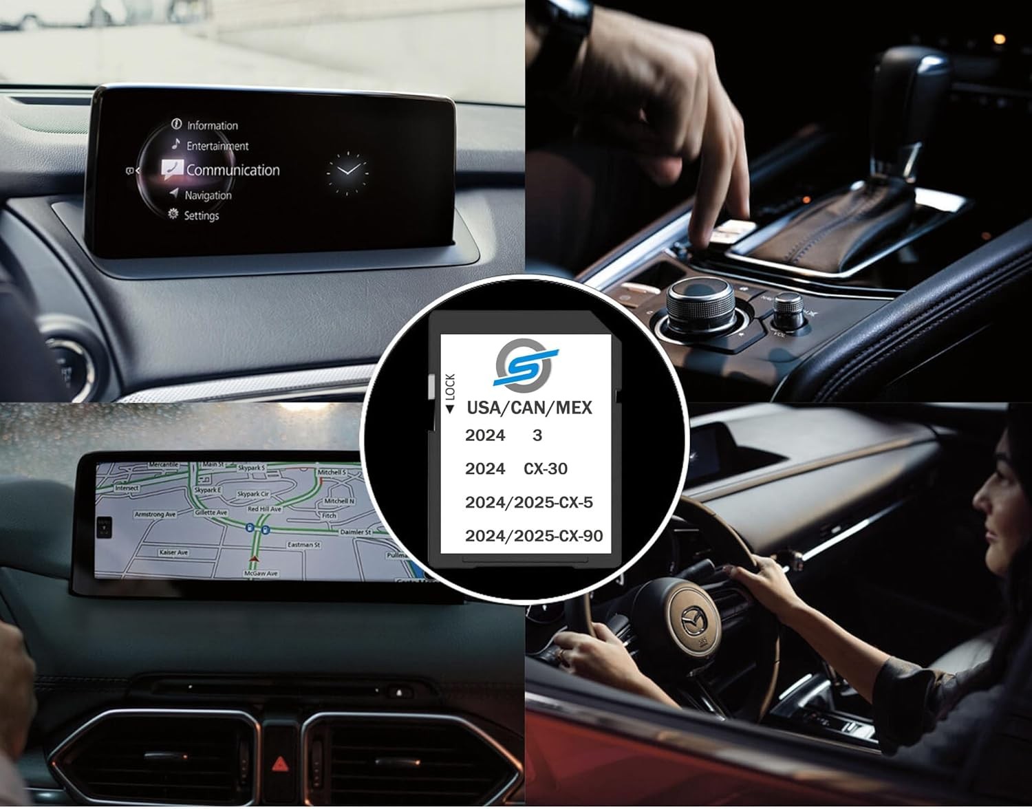 2025 Updated Navigation GPS SD Card Compatible with CX5 (2024-2025),CX90 (2024-2