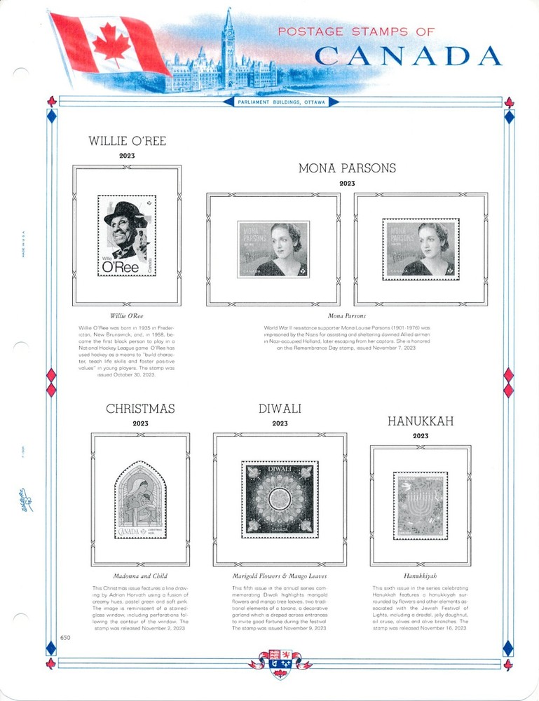 WHITE ACE 2023 Canada Commemorative Singles Stamp Album Supplement CC-68 NEW!