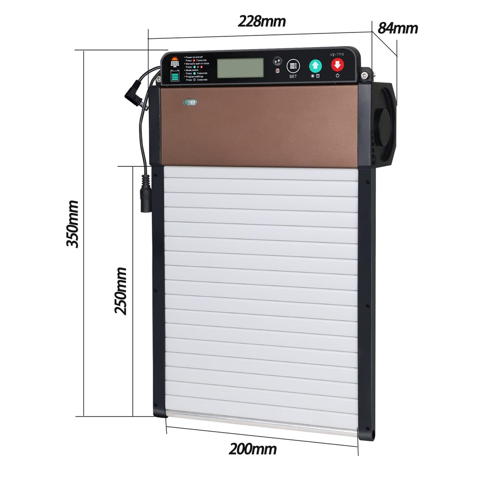 Automatic Chicken Coop Door LCD Battery Solar Powered Timer Light Remote Control