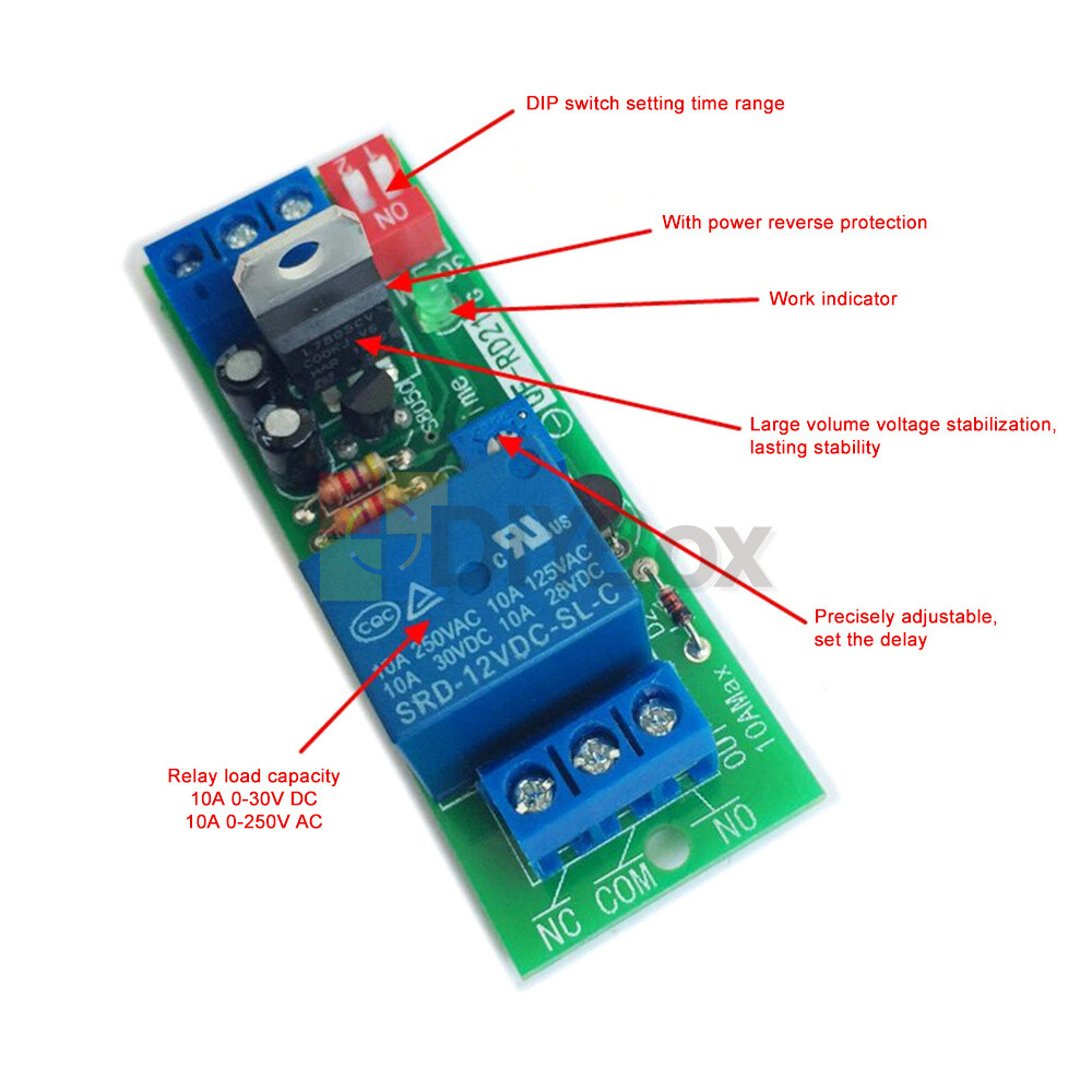 DC 5V 12V 24V Adjustable Time Delay Timing Timer Relay Switch Turn ON/OFF Module