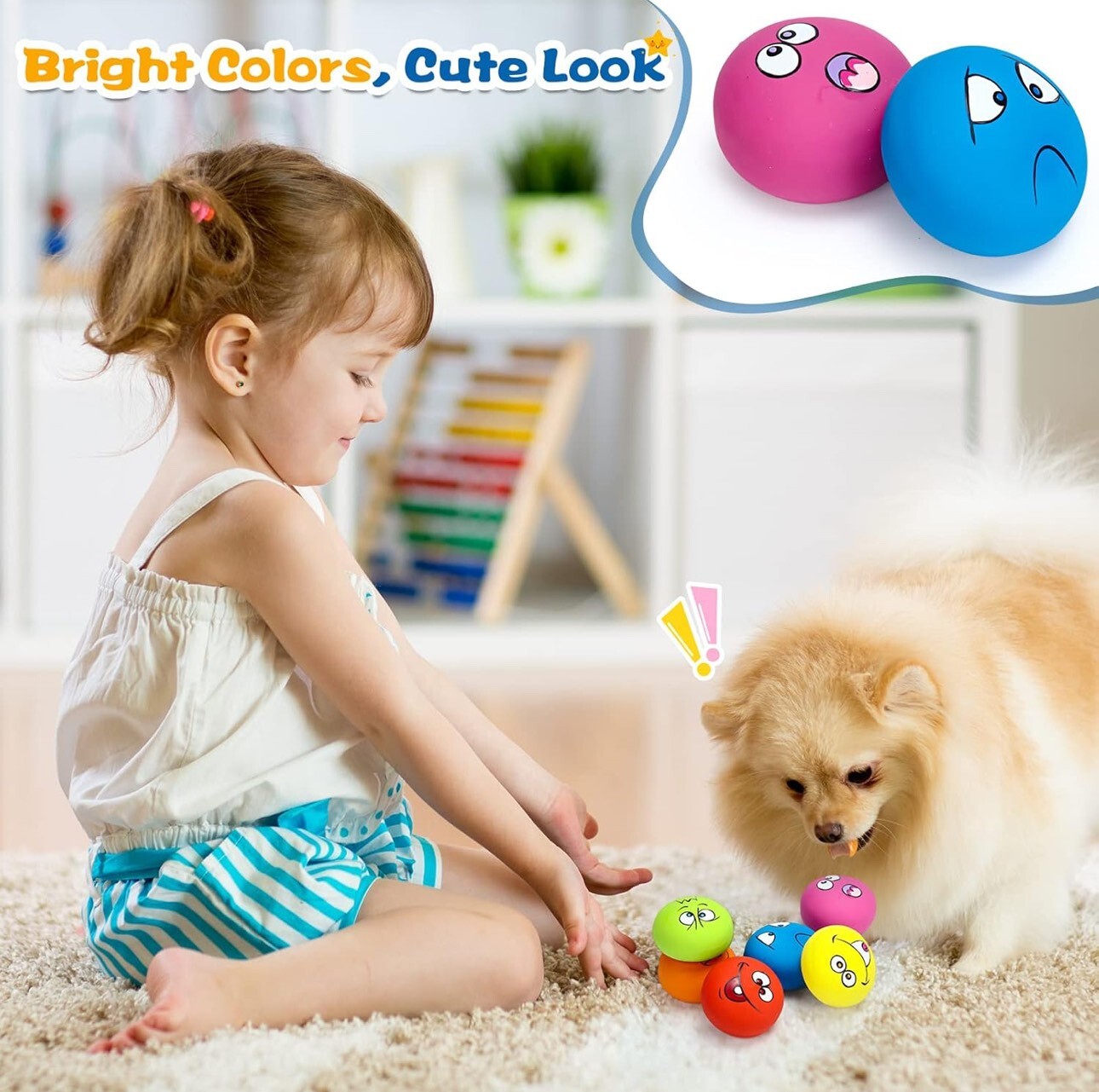 Squeaky Dog Toys Latex Rubber Soft Fetch Play Pet Balls Small Medium Dogs 6 PCS