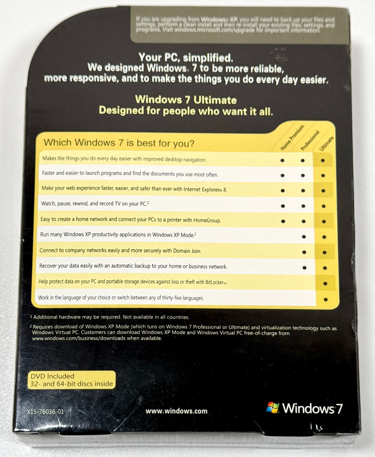 Microsoft Windows 7 Ultimate 32/64 Bit DVD Full Retail Version NEW Sealed Box