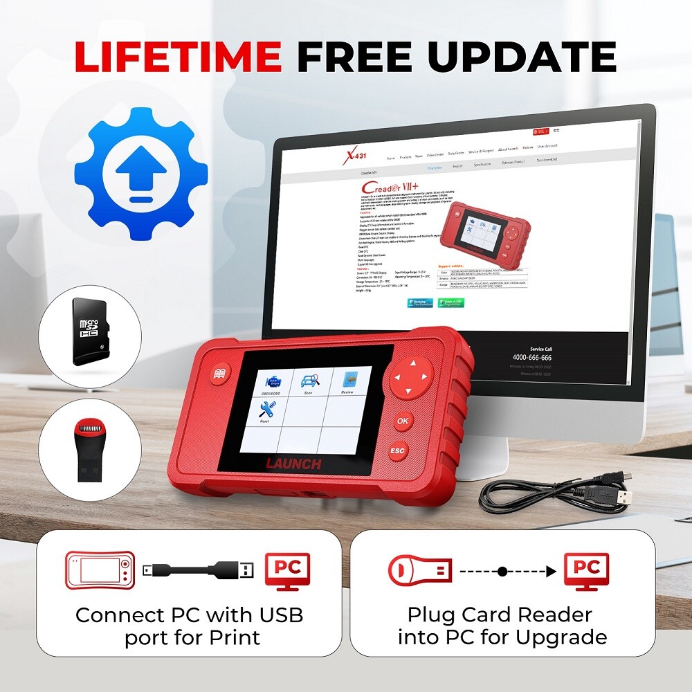 2025 LAUNCH Creader VII+ V2.0 OBD2 Diagnostic Scanner ABS SRS Fault Code Reader