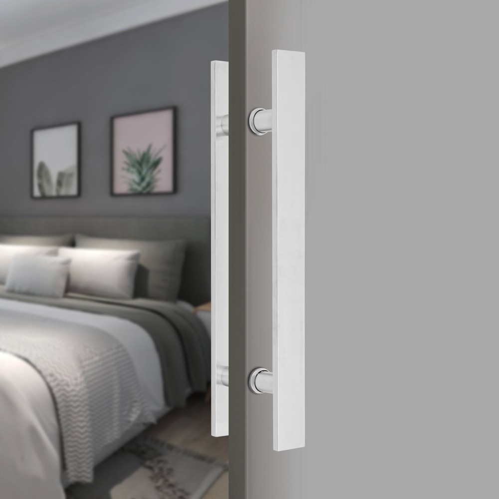 H-Shape Door Handle Double Sided Pull Push Sliding Barn Door Handles Silver