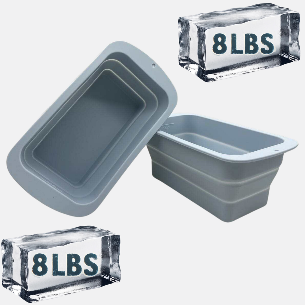 2 Extra-Large Collapsible Ice Block Mold with Lid – 16lbs Capacity