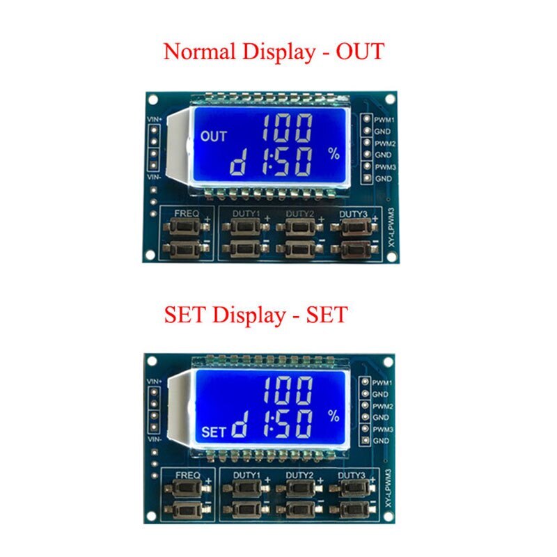 1pcs 3-way Signal Generator Adjustable PWM Pulse Frequency Module LCD Display