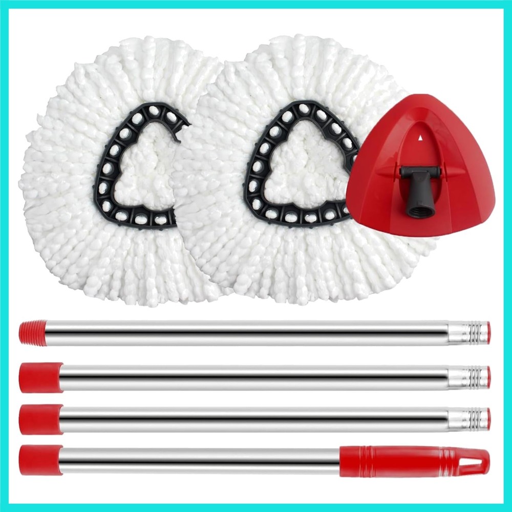 Spin Mop Replace Head, Base, Handle Compatible with O Cedar EasyWring Microfi...