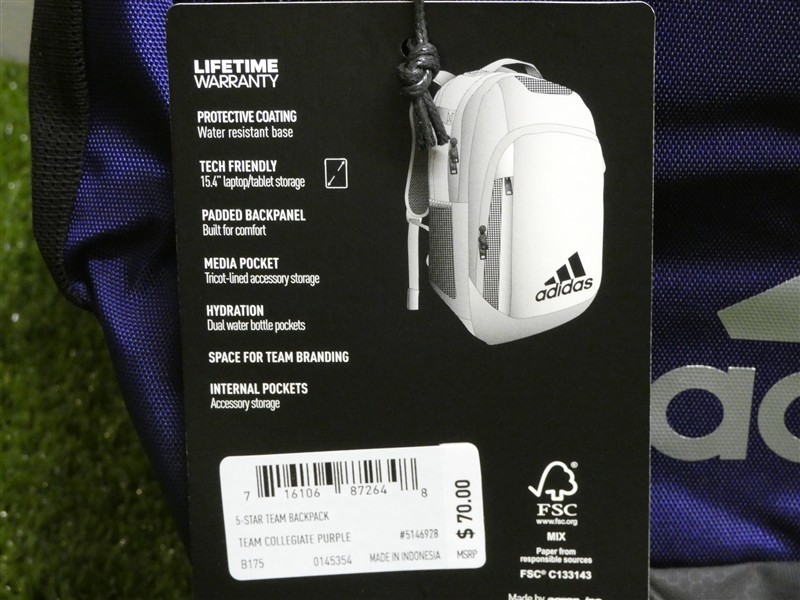 Adidas 5-Star Team Backpack Unisex-Adult Collegiate Purple New