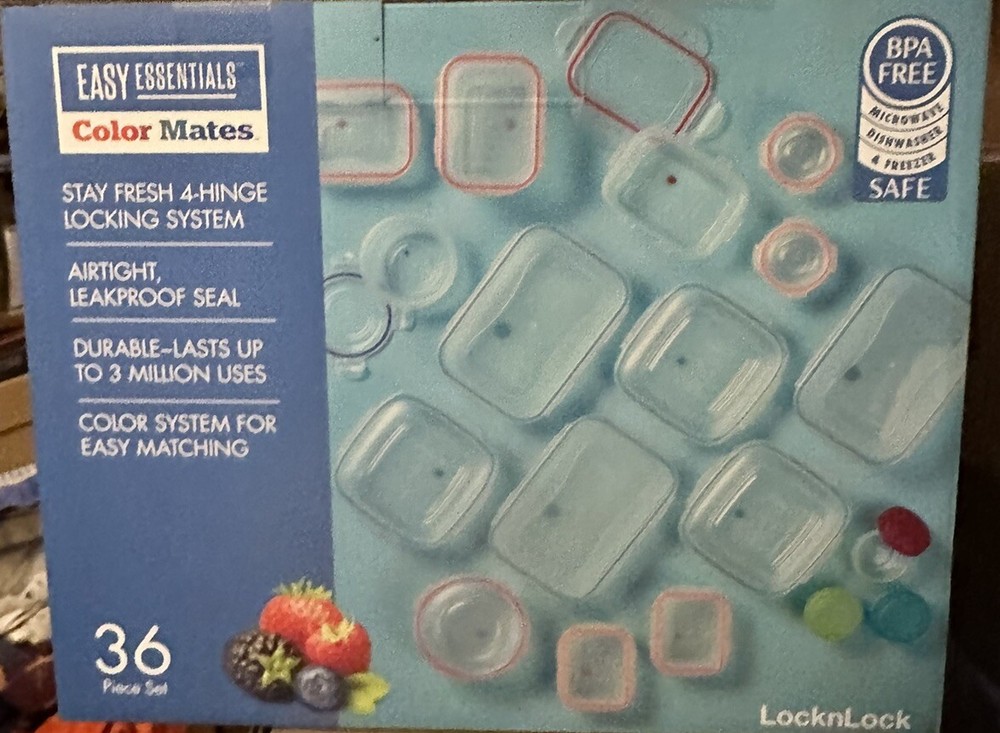 Tupperware Easy Essentials Color Mates 36 Piece Set