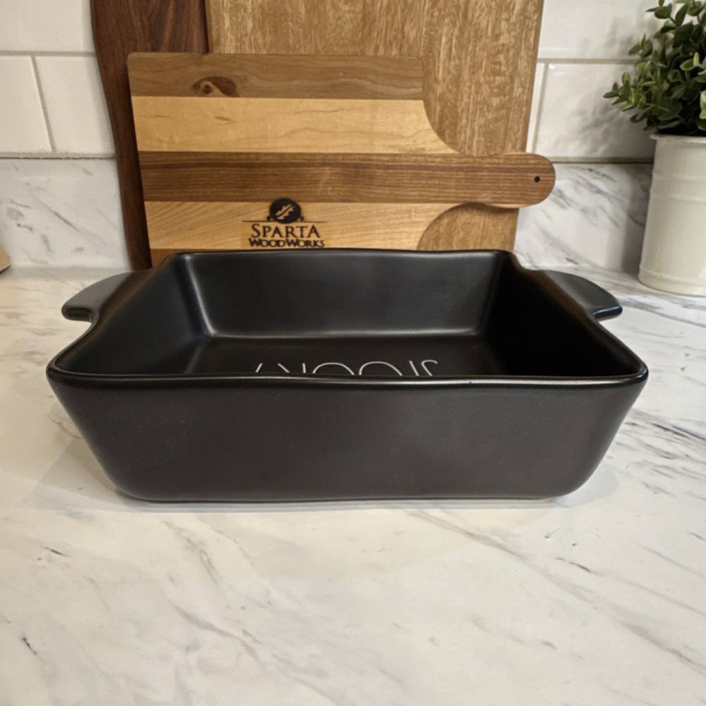 Rae Dunn Black Square Ceramic Baking Dish 'Feeling Spooky'