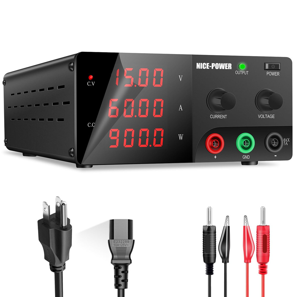 DC Power Supply Variable 15V 60A 900W High Power Bench Power Supply Encoder Knob