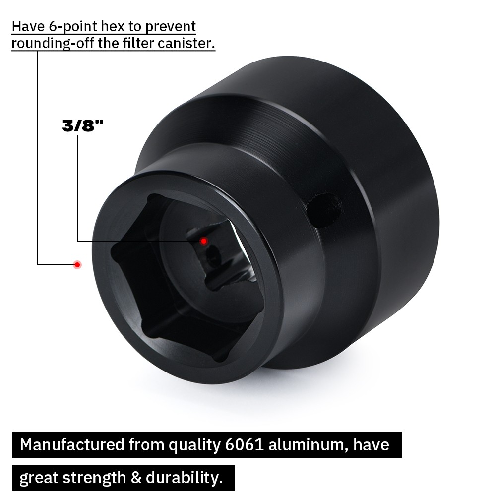 Filter Socket 24mm / 36mm Reversible Filter Cap Remover and Installer Black