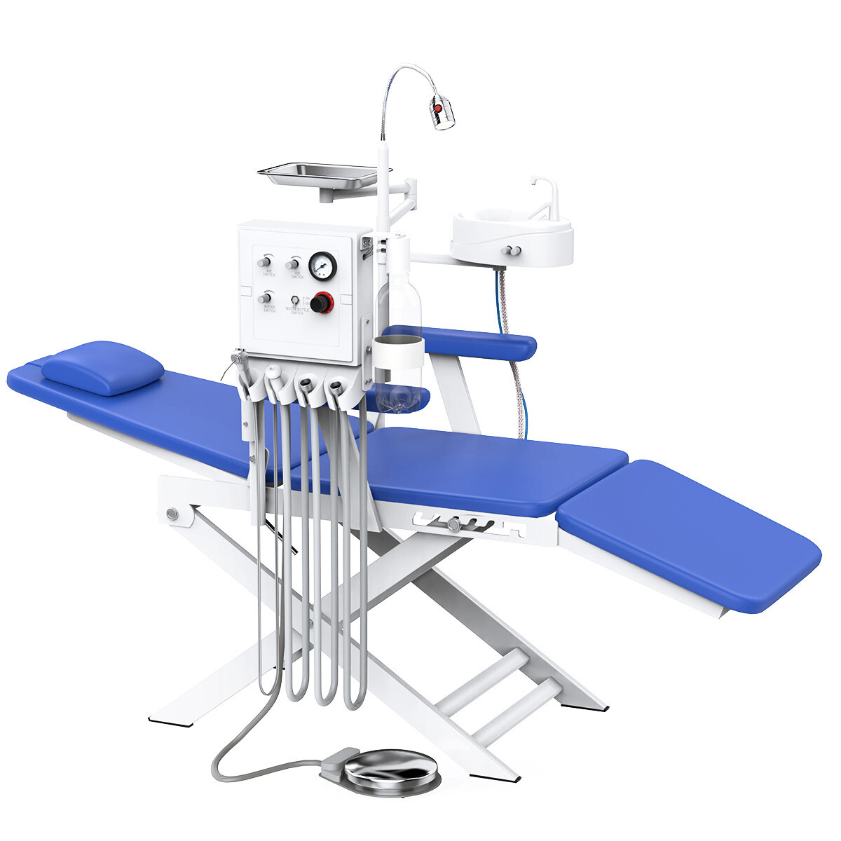 Silla dental portatil plegable con unidad de turbina de air escupidera Luz LED