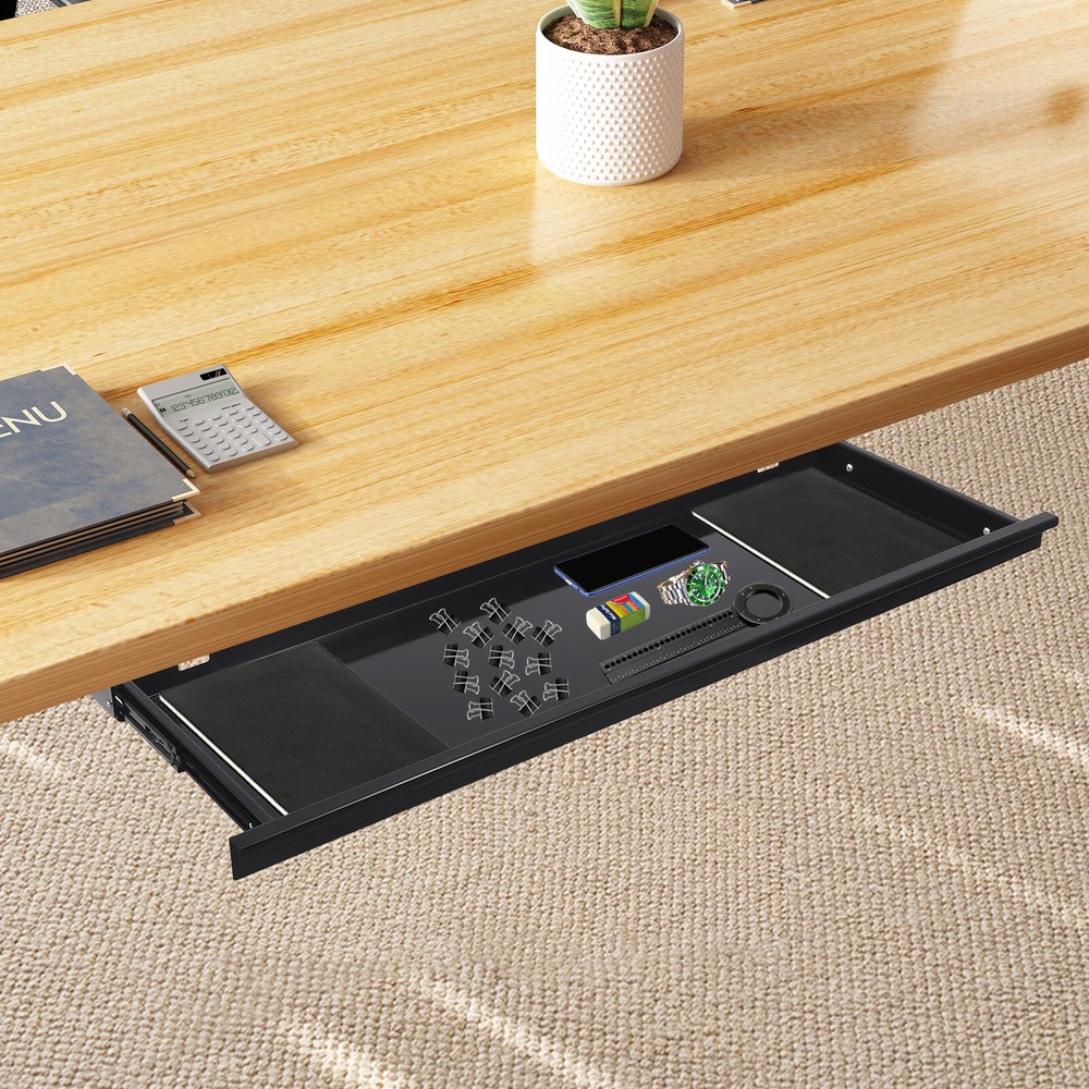 Sliding Pull-Out Under Desk Drawer – Space-Saving Keyboard Organizer