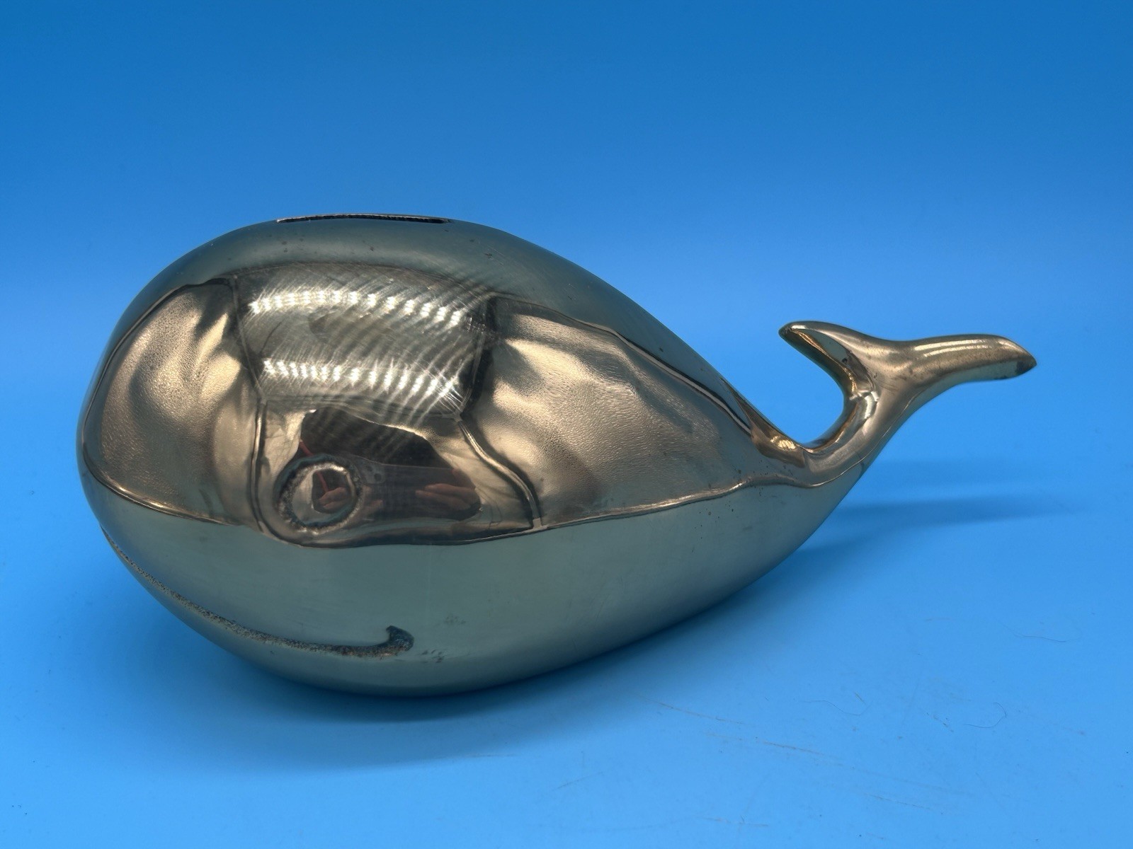 BRASS- Made in Korea Whale Bank, screw on base plate: screws are removable