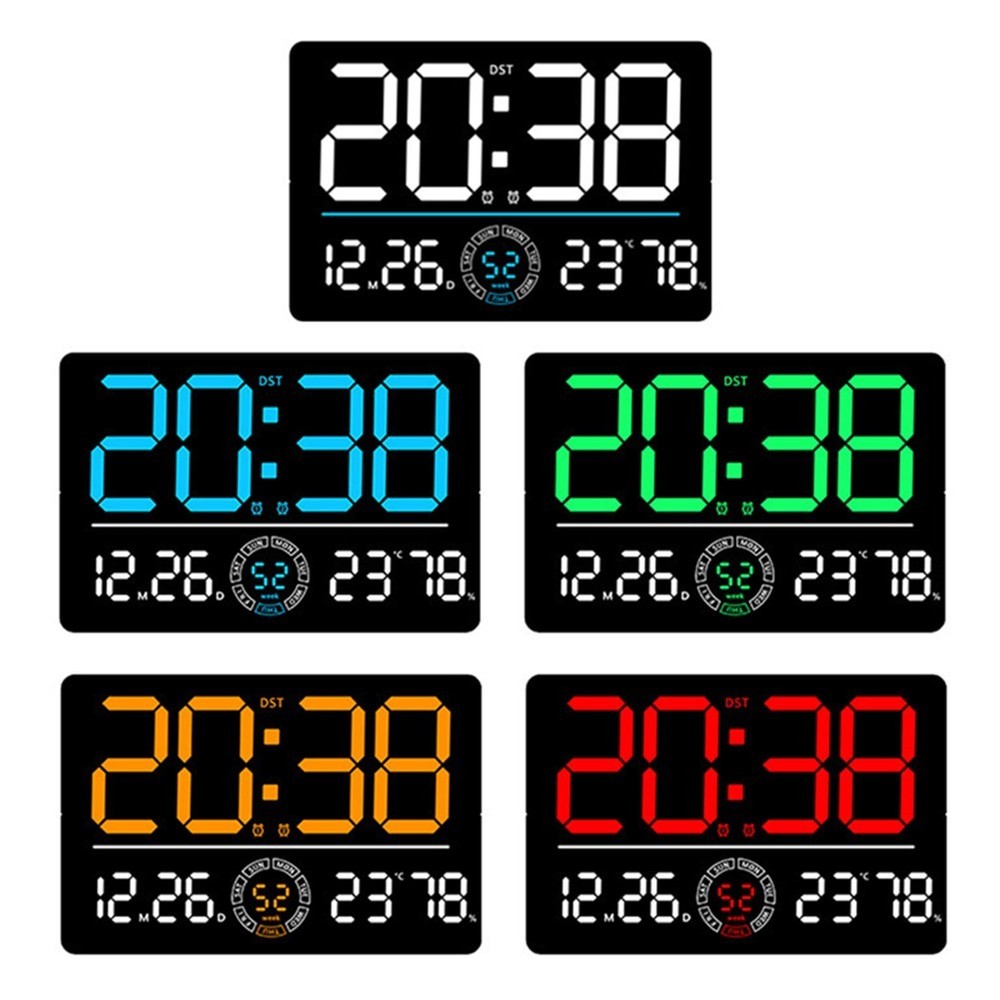 Large Screen LED Wall Clock with Remote Control and Alarm Functionality